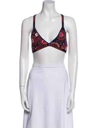 Pre-owned Dior Printed V-neck Crop Top In Red