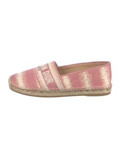 Pre-owned Dior Printed Whipstitch Trim Espadrilles In Pink