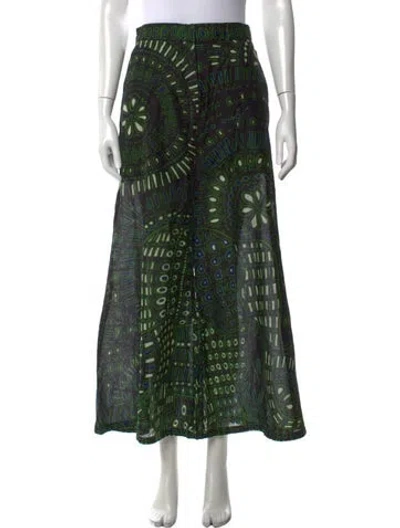 Pre-owned Dior Printed Wide Leg Pants In Green