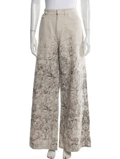 Pre-owned Dior Printed Wide Leg Pants In Neutral