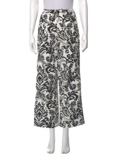 Pre-owned Dior Printed Wide Leg Pants In White
