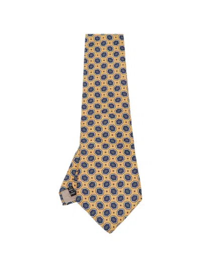 Pre-owned Dior Printed-pattern Silk Tie In Yellow