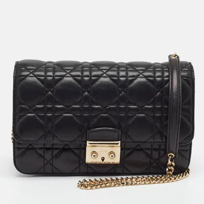 Pre-owned Dior Promenade Black Cannage Leather Shoulder Bag