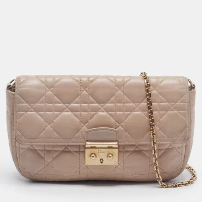 Pre-owned Dior Promenade Pink Cannage Leather Chain Clutch