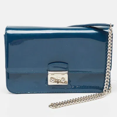 Pre-owned Dior Promenade Wallet On Chain In Blue