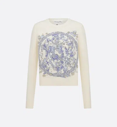 Dior Graphic Print Knitwear Ribbed Cuffs In Neutral