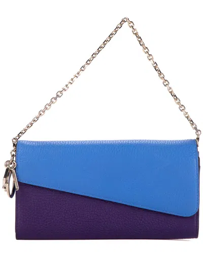 Pre-owned Dior Purple Calfskin Leather Wallet On Chain (authentic Pre-loved)