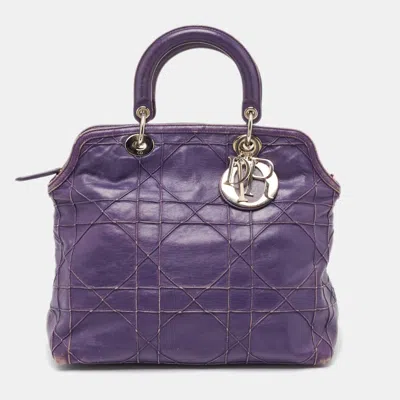 Pre-owned Dior Purple Cannage Leather Granville Tote