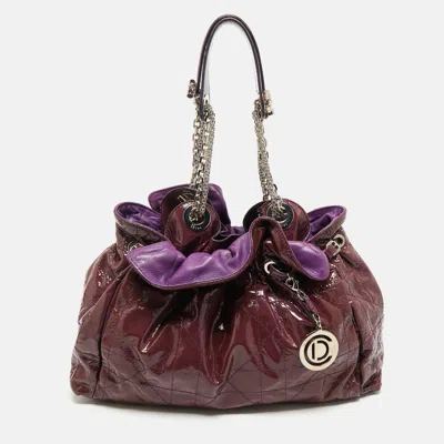 Pre-owned Dior Purple Cannage Patent Leather Le Trente Hobo
