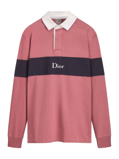 Dior Purple Pink Cotton Jersey Long-sleeved Polo Shirt