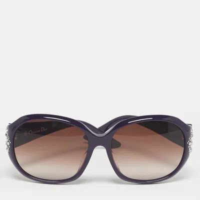 Pre-owned Dior Purple/brown Gradient 0t7p5 Minuitf Crystal Oversized Sunglasses