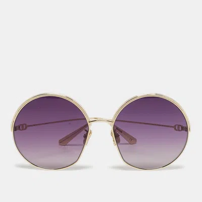 Pre-owned Dior Purple/gold Tone Ever R1u Round Sunglasses
