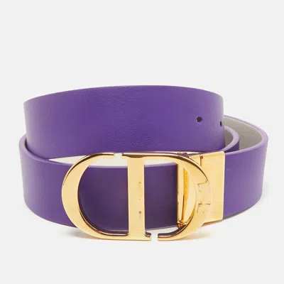 Pre-owned Dior Purple/white Leather 30 Montaigne Reversible Belt