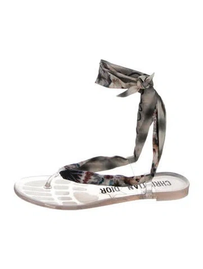 Pre-owned Dior Pvc Tie-dye Print Gladiator Sandals In Silver