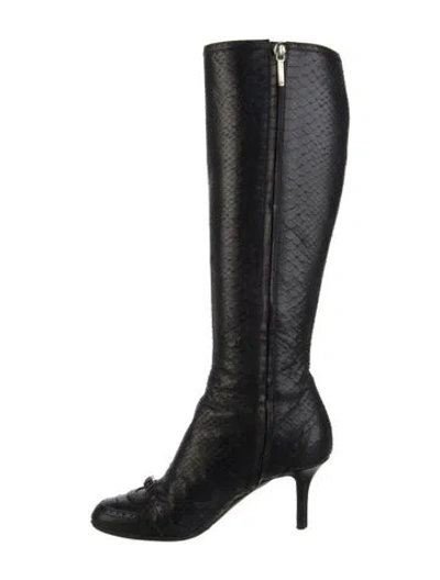 Pre-owned Dior Python Animal Print Boots In Black