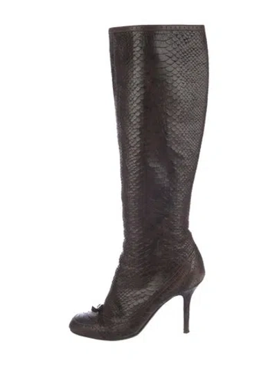 Pre-owned Dior Python Boots In Brown