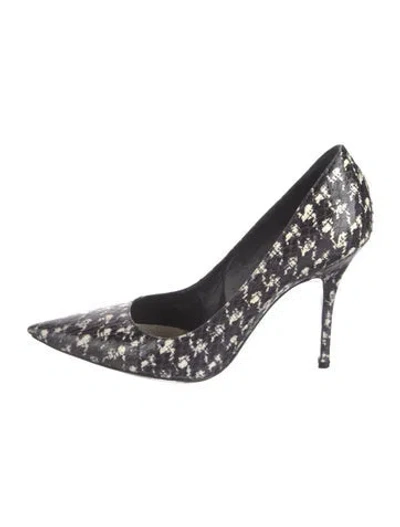 Pre-owned Dior Python Houndstooth Print Pumps In Black