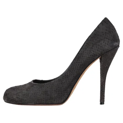 Pre-owned Dior Python Skin Logo Detail Pumps In Black