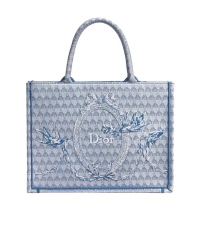 Dior Qixi Medium  Book Tote With Strap In Blue