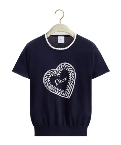 Dior Qixi Short-sleeved Sweater In Blue