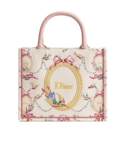 Dior Qixi Small  Book Tote With Strap In White