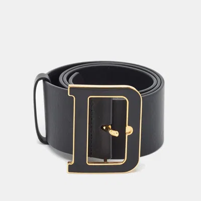 Pre-owned Dior Quake 75cm Buckle Belt Black Leather
