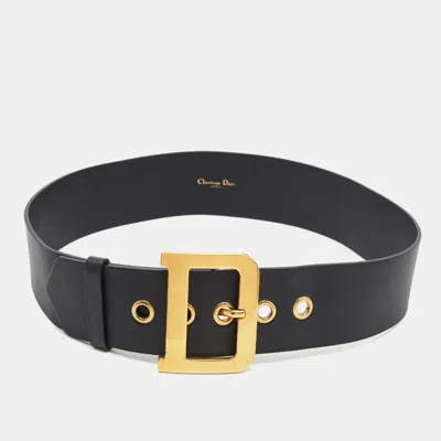 Pre-owned Dior Quake 80 Cm Waist Belt Black Leather