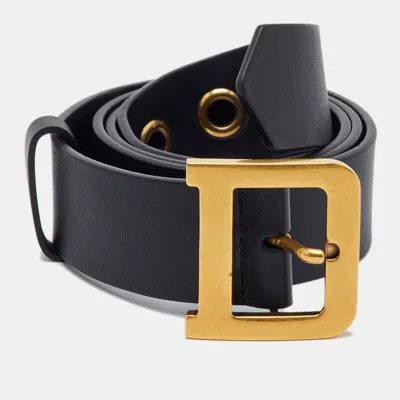 Pre-owned Dior Quake 80 Cm Waist Belt Black Leather