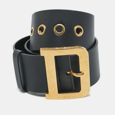 Pre-owned Dior Quake Buckle Belt 70 Cm In Black