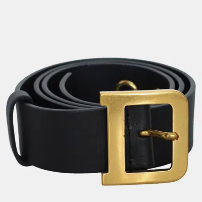 Pre-owned Dior Quake Leather Black 35mm Belt