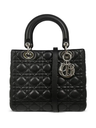 Pre-owned Dior Quilted Leather Top Handle Bag In Black