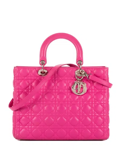 Pre-owned Dior Quilted Top-handle Bag In Pink