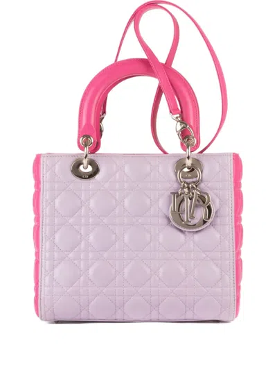 Pre-owned Dior Quilted Two-toned Tote Bag In Purple