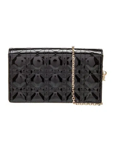 Pre-owned Dior Quilted Wallet On Chain In Black