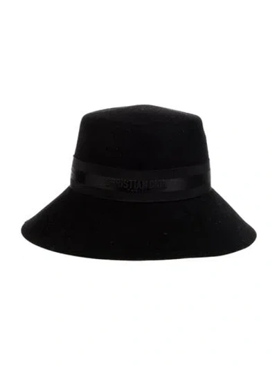 Pre-owned Dior Rabbit Hair Brim Hat In Black
