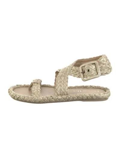 Pre-owned Dior Raffia Braided Accents Espadrilles In Neutral