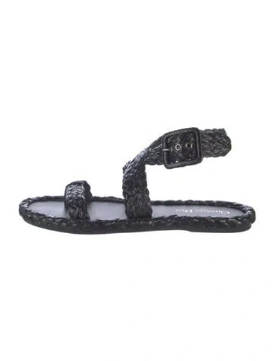 Pre-owned Dior Raffia Braided Accents Gladiator Sandals In Black