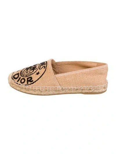 Pre-owned Dior Raffia Graphic Print Espadrilles In Neutral