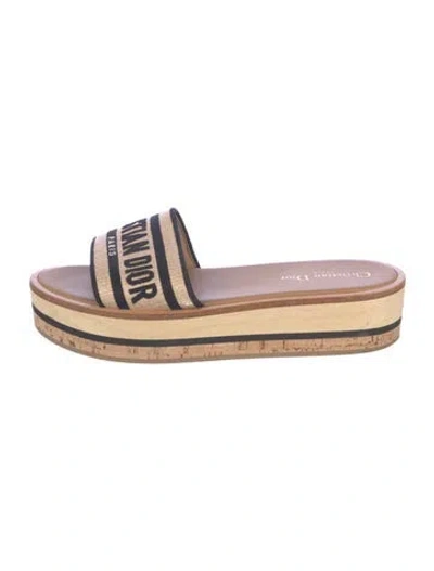 Pre-owned Dior Raffia Graphic Print Slides