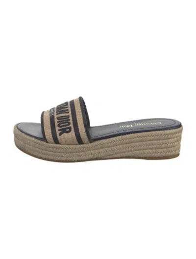 Pre-owned Dior Raffia Printed Espadrilles In Blue