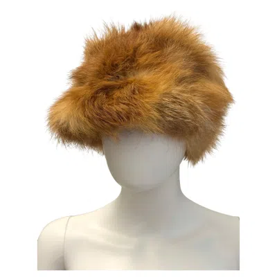 Pre-owned Dior Rare 1990�s Christian  By Gianfranco Ferr� Sculptural Fox Fur Cap Hat In Beige
