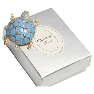 Pre-owned Dior Rare Christian  By Henkel & Grosse 1967 Turquoise Tortoise Enamel Brooch In Multi