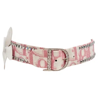 Pre-owned Dior Rare Christian  S/s 2004 Girly Pink Oblique Crystal Choker By John Galliano