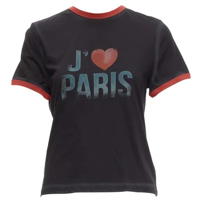 Pre-owned Dior Rare  Valentines Black Red J'a Paris Vintage Print Ringer Tshirt Xs