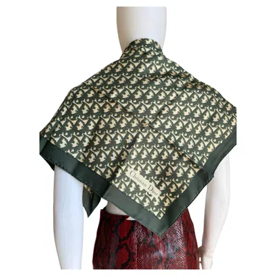Pre-owned Dior Rare Vintage Christian  Silk Scarf, Signature Monogram, Logo Print, Galliano In Black