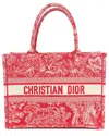 Dior Raspberry Toile Canvas Medium Iviera Toile De Jouy Book Tote  (authentic Pre-loved) In Multi