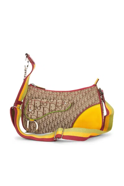 Pre-owned Dior Rasta Trotter Double Saddle Bag In Sand
