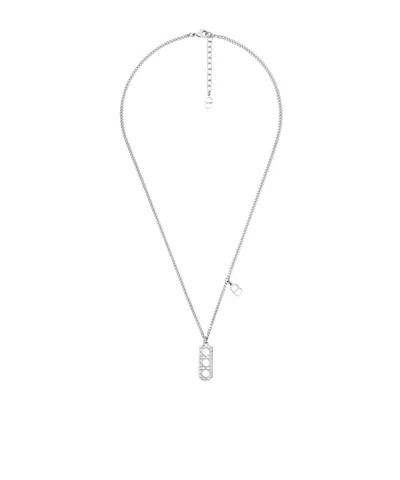 Dior Rattan Checkered Necklace In White