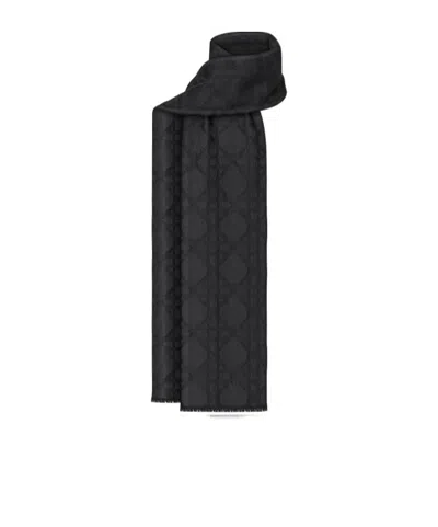 Dior Rattan Plaid Scarf In Black