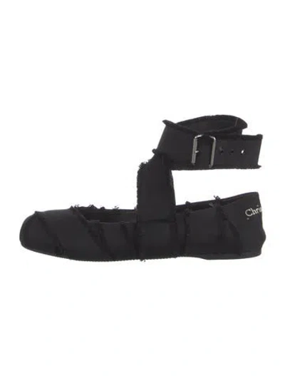 Pre-owned Dior Raw-edge Trim Ballet Flats In Black